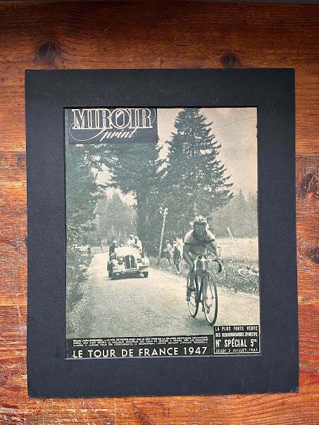 Vintage Tour De France Cycling Print   1947 Lyon  Grenoble Stage