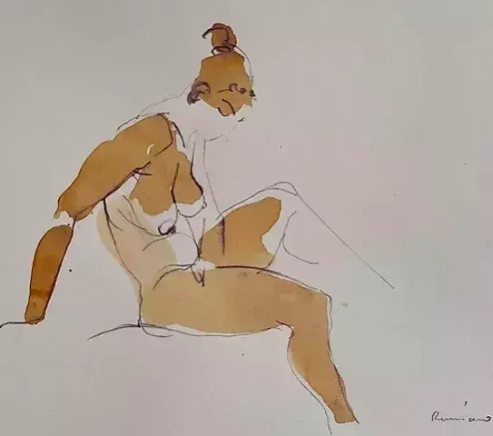 Serhiy Reznichenko, Watercolor Nude Sketch, 21st Century photo furniture