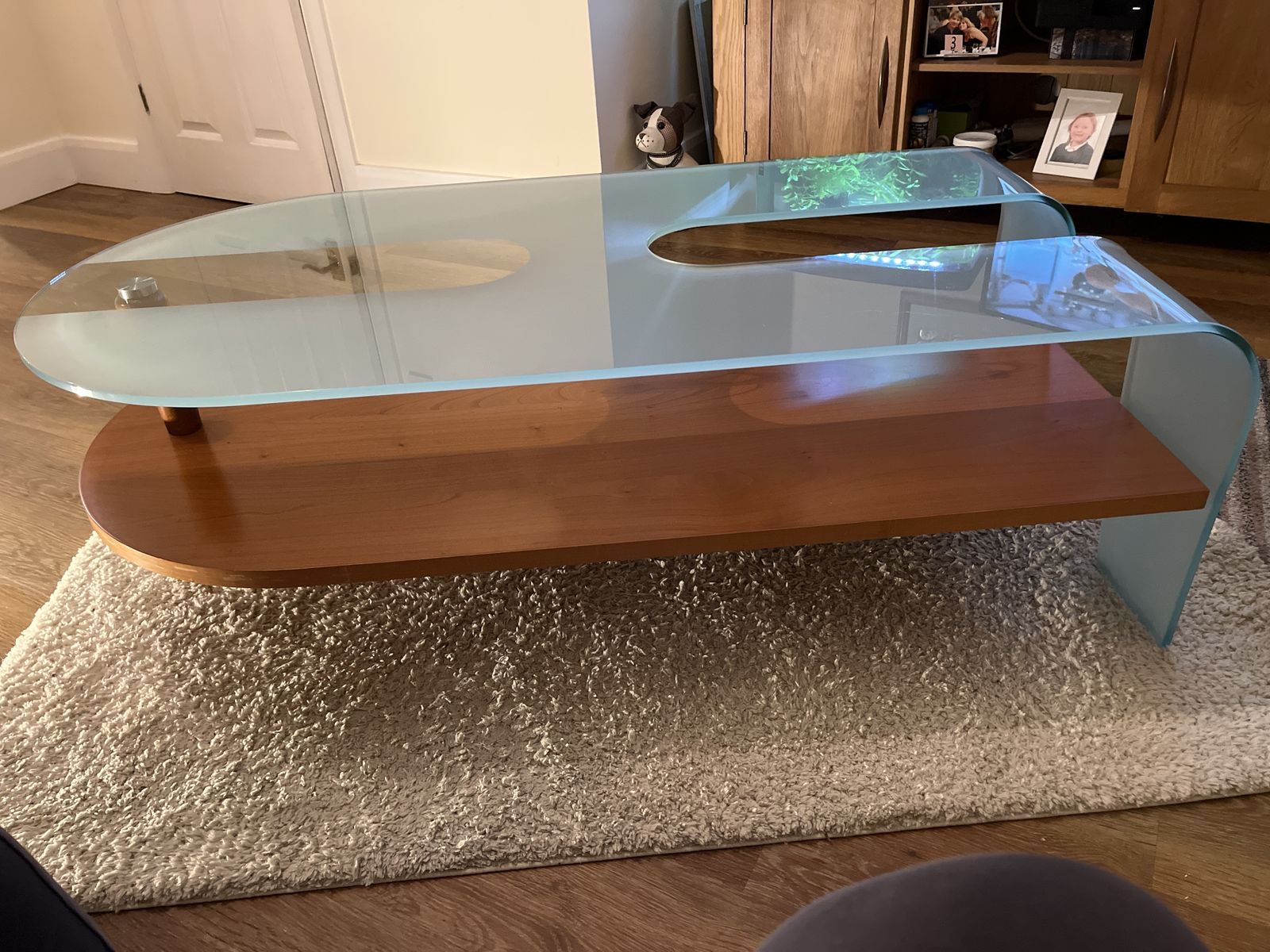 Fortuna Arte Italian Frosted Glass Waterfall Coffee Table photo Furniture