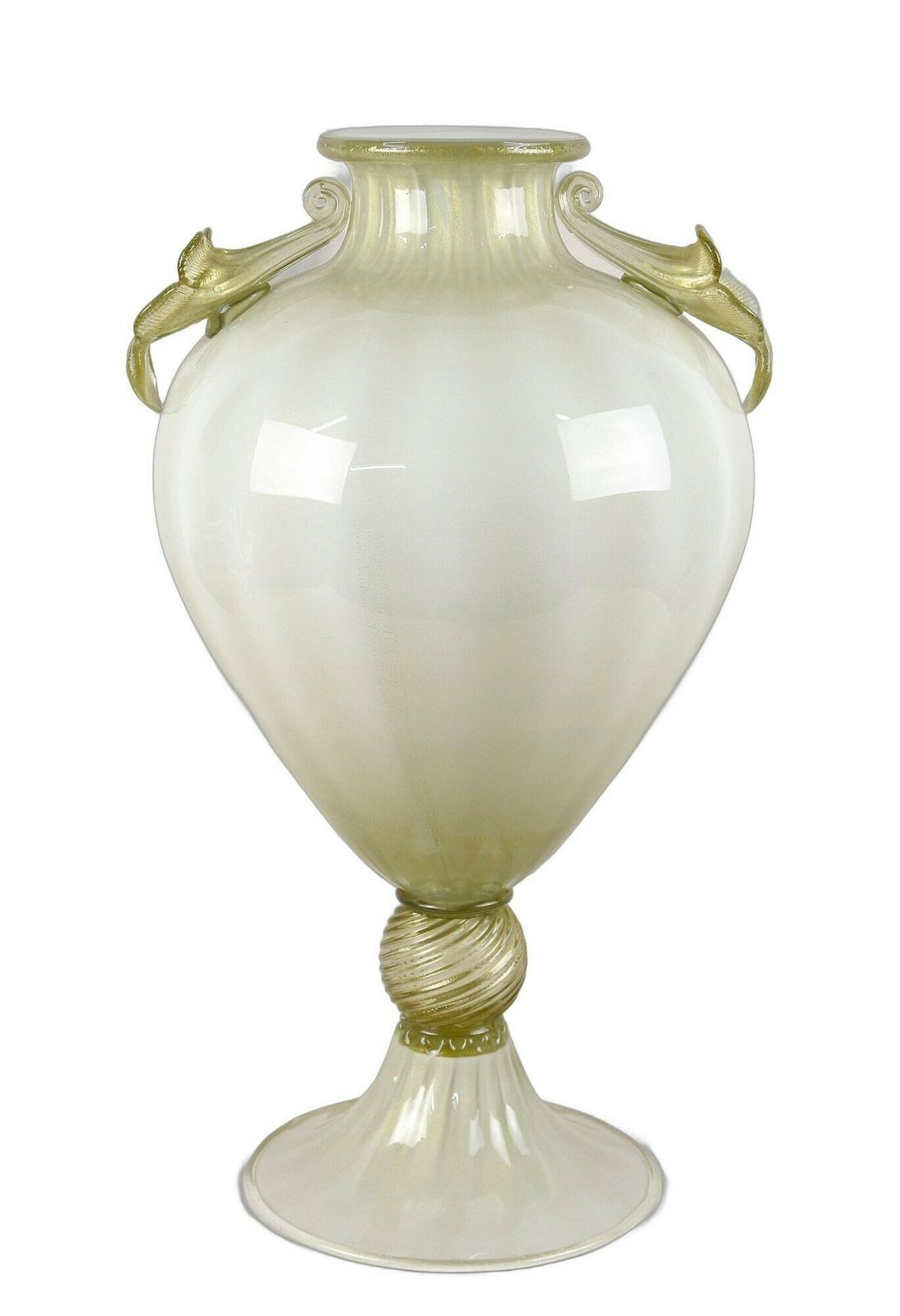 Large Murano Glass Amphora Vase By Gabbiani Venezia, Gold Infused, Italy 2000