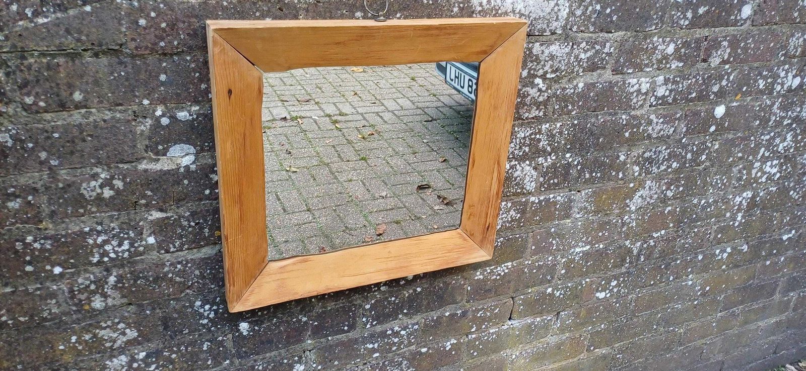 Beautiful Rectangle Stripped Pine Vintage Wall Mirror From The Victorian Era photo furniture