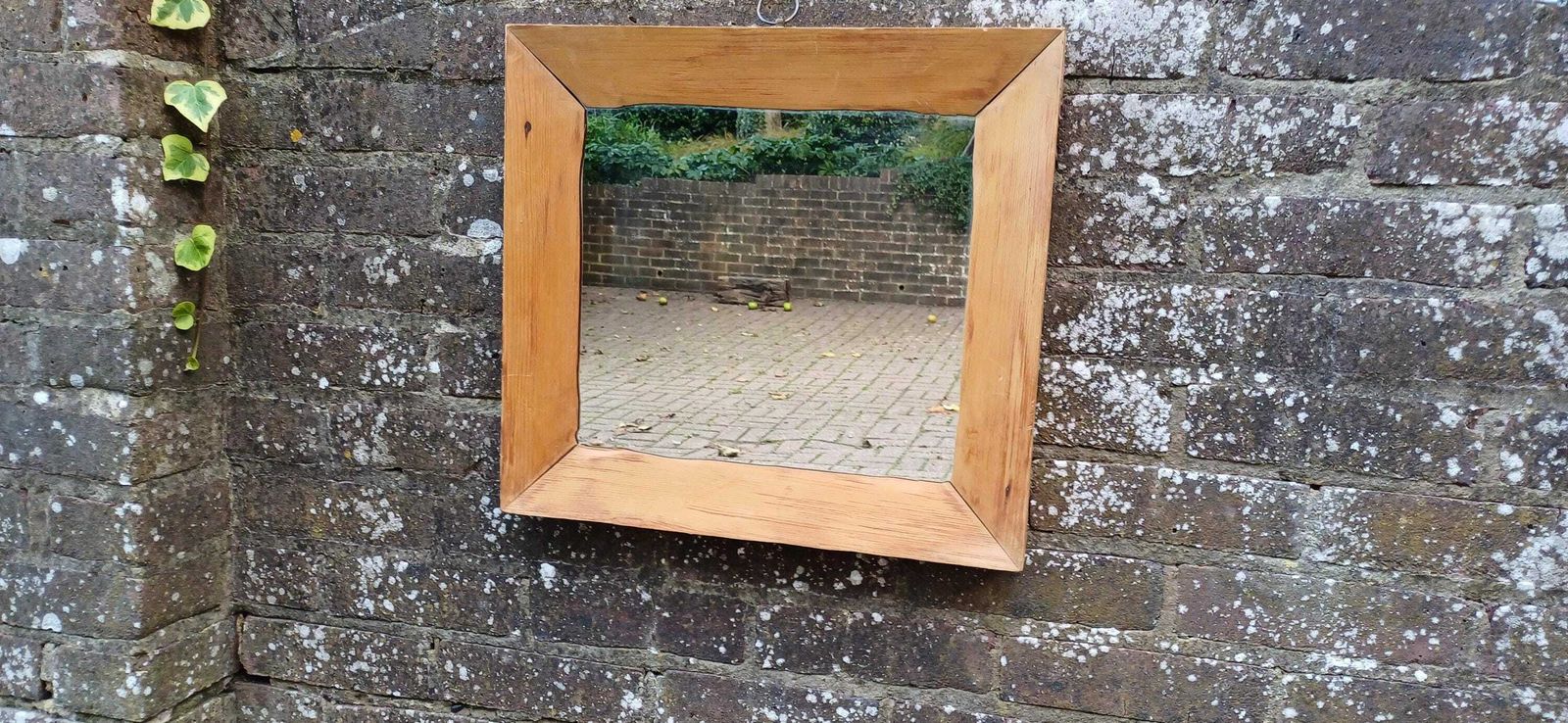 Beautiful Rectangle Stripped Pine Vintage Wall Mirror From The Victorian Era photo for sale