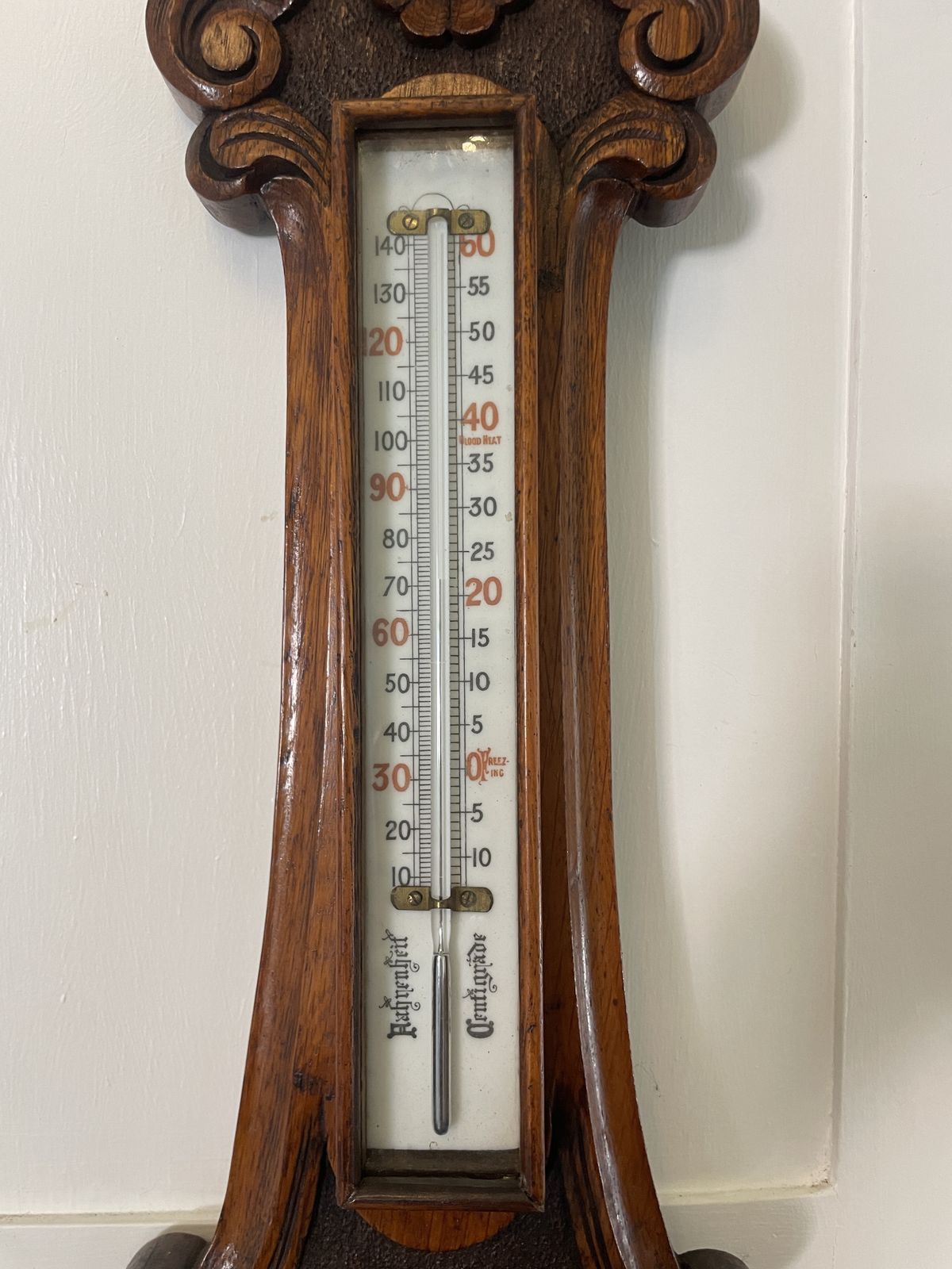 Antique 19th Century Quality Carved Oak Banjo Barometer photo vinterior