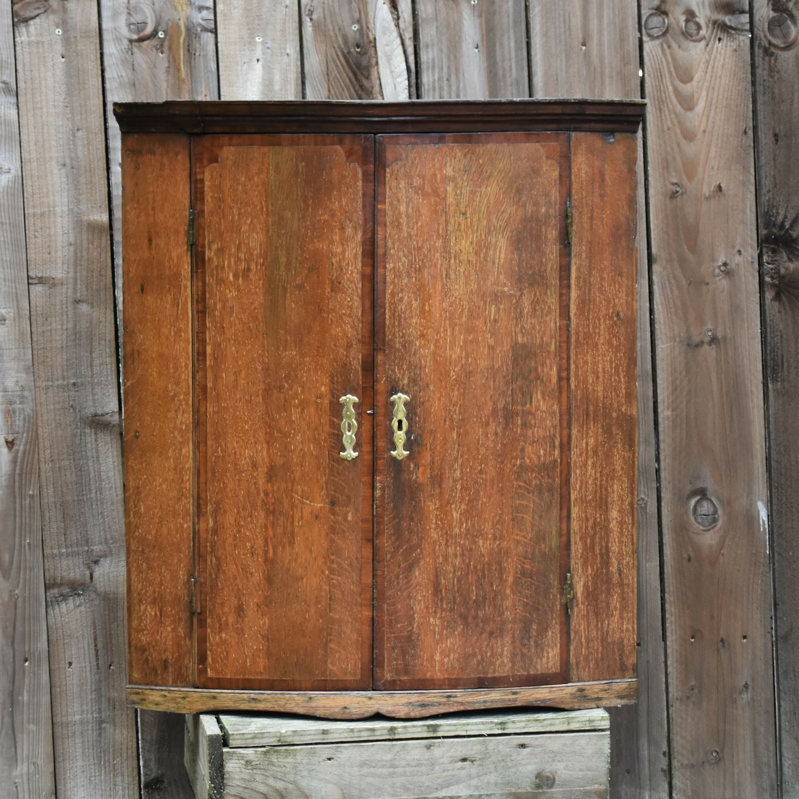 Antique 1770 Georgian Bow Fronted Satinwood Mahogany Corner Cabinet Cupboard photo furniture
