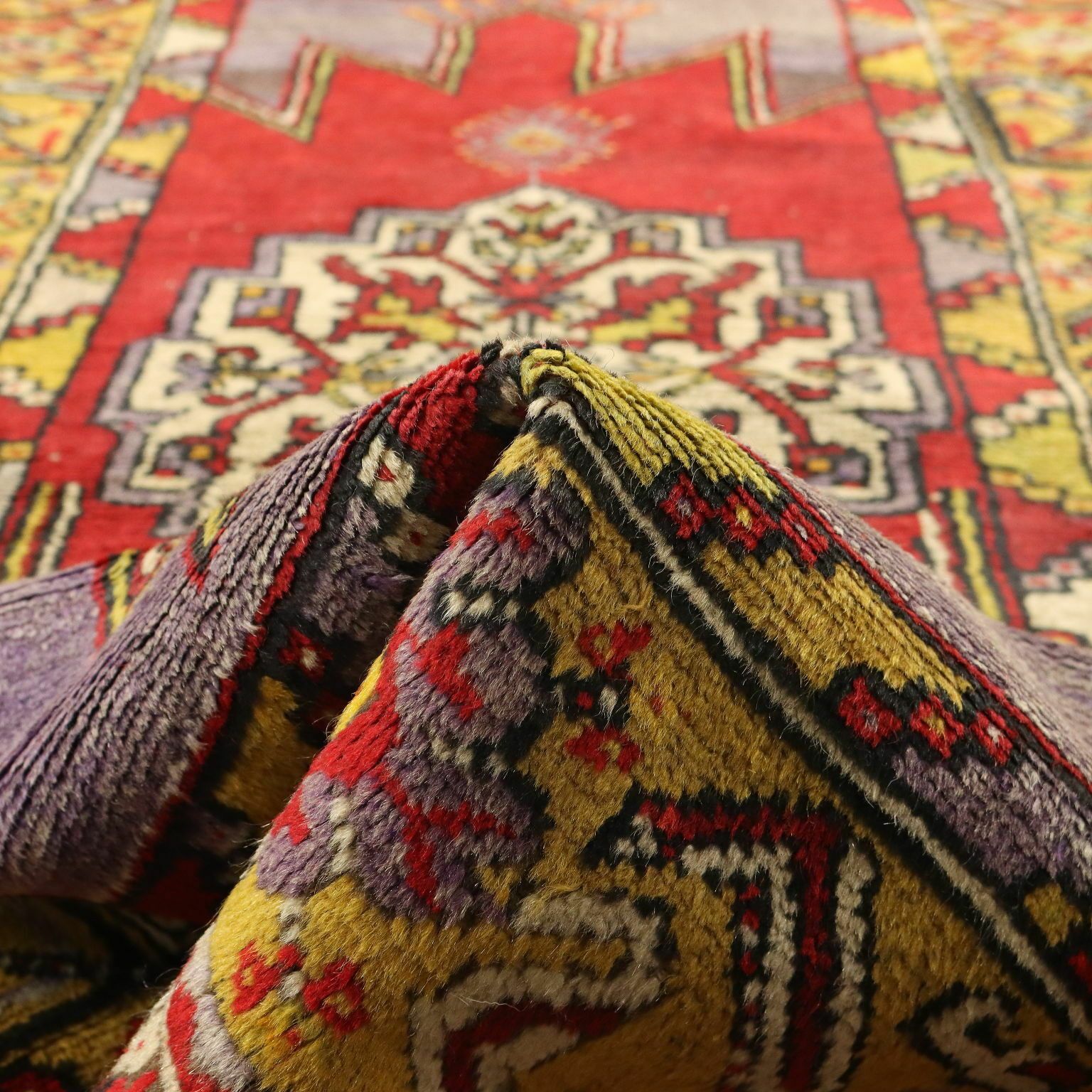 Antique Mudjur Carpet Wool Heavy Knot Turkey 67 X 45 In photo vintage