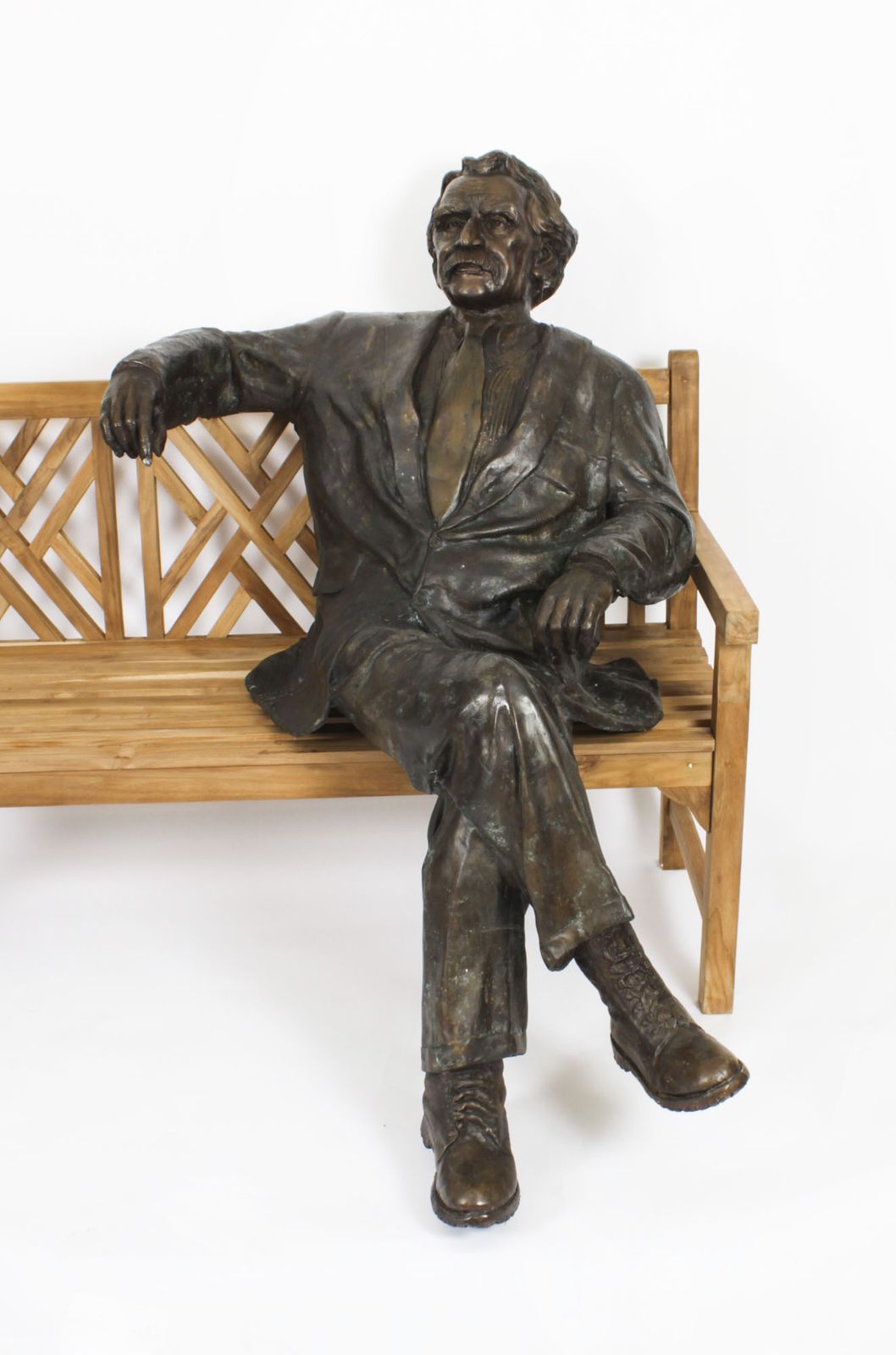 Vintage Life Size Bronze Of Albert Einstein On A Garden Bench 20th C photo buy