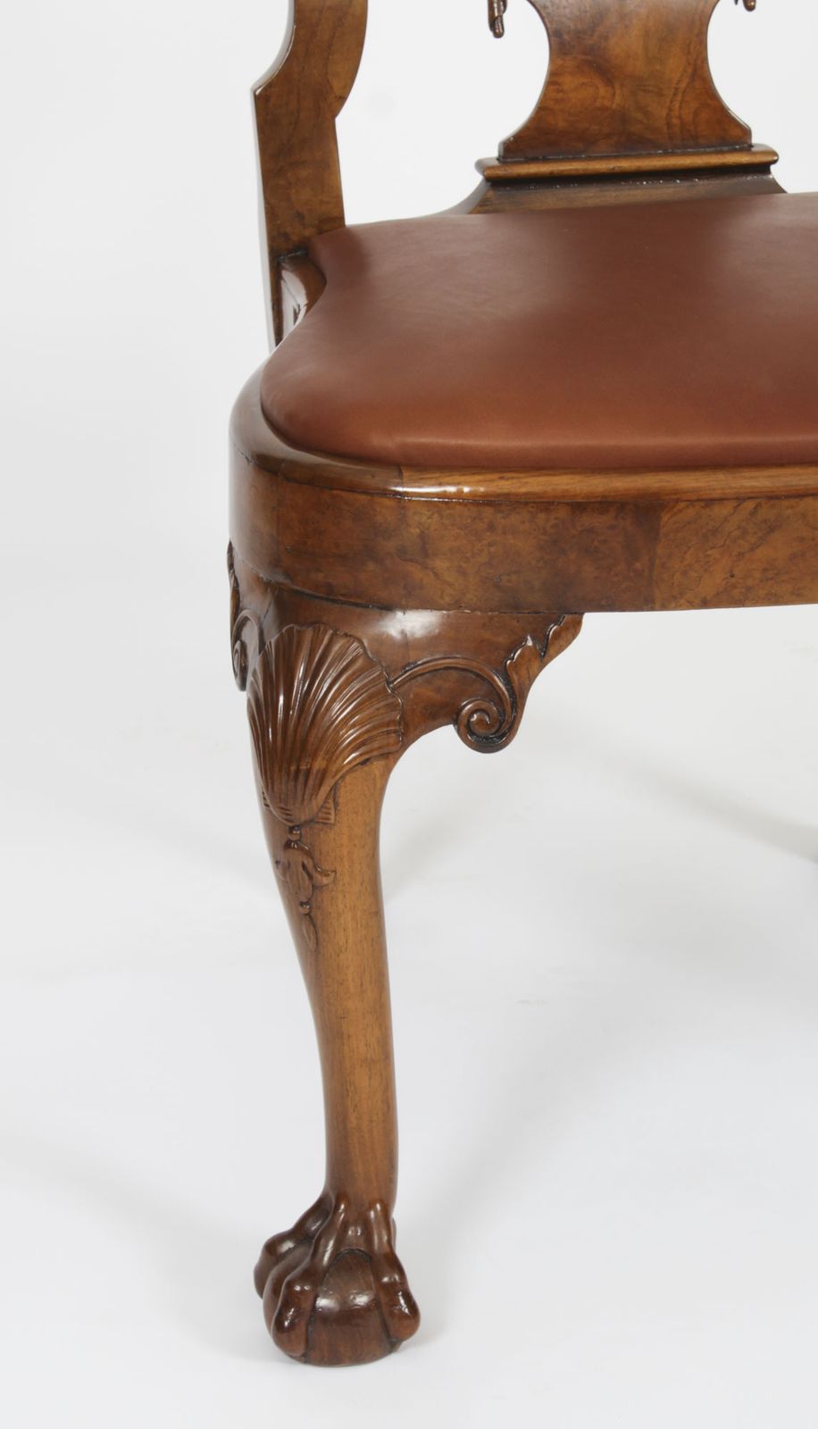 Vintage Set 8 Queen Anne Burr Walnut Dining Chairs  20th Century photo vinterior