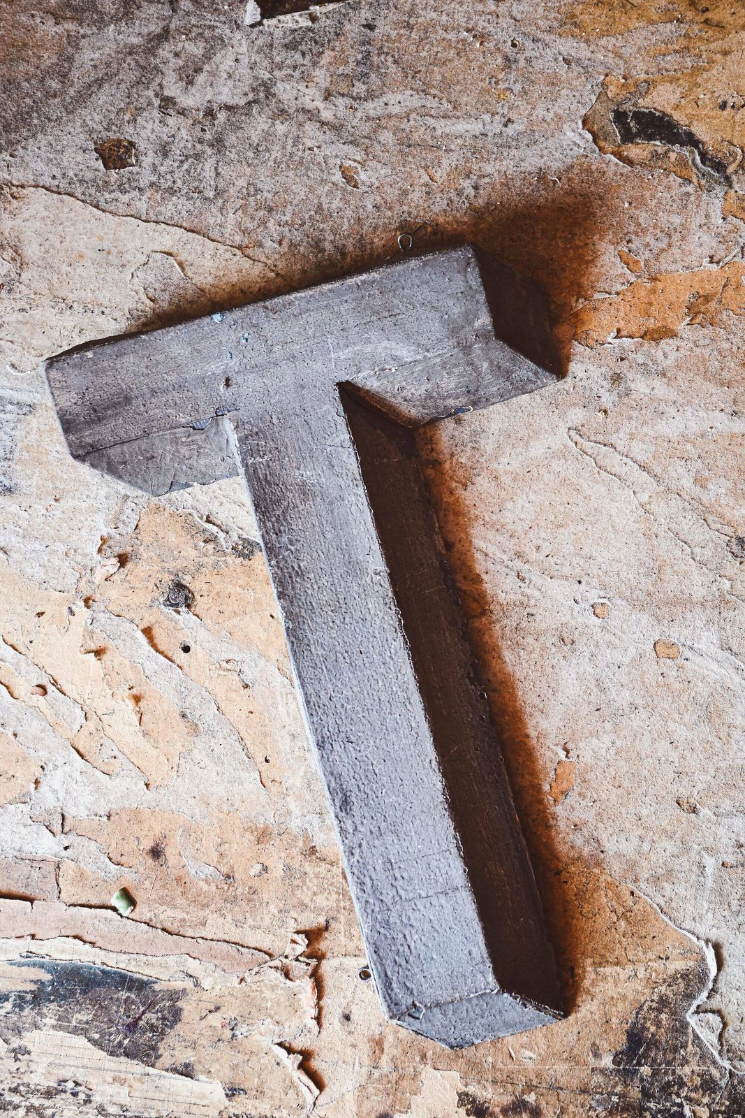 French Sign Letters In Zinc With Gray Patina   P E T photo for sale