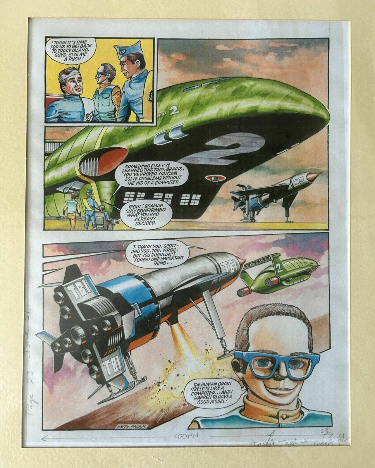 photo furniture Two Original Thunderbird Comic Watercolour Artwork Pages C.1993