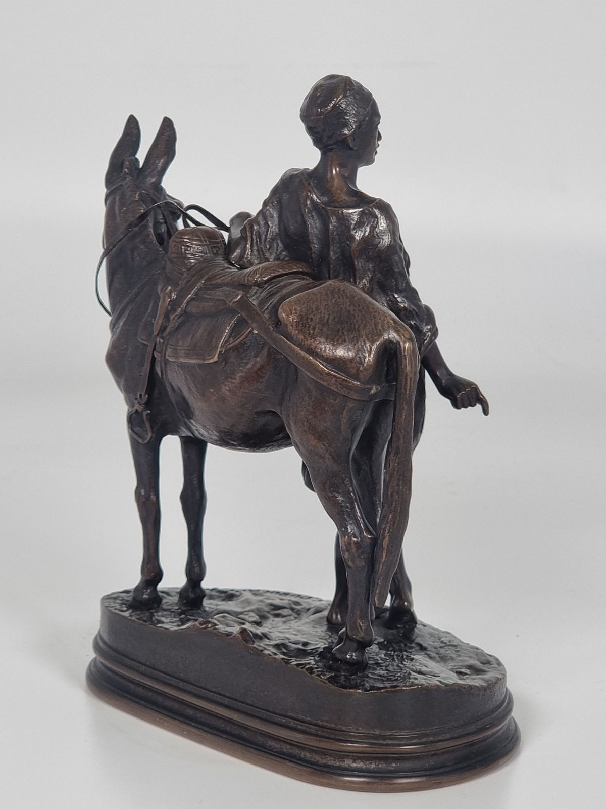 19th Century French Bronze Sculpture Depicting A Boy With His Mule By A E Dubucand Circa 1870 photo Home Decor