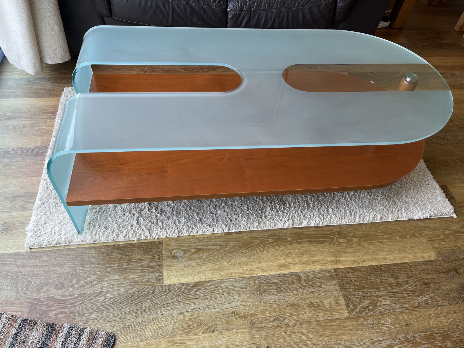 Vintage Italian Frosted Glass Waterfall Coffee Table. Unique Beautiful Design. photo for sale