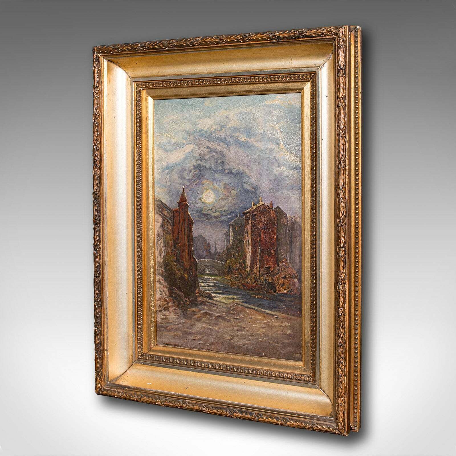 Small Antique Continental School Painting, Framed, Oil On Canvas, Art, C.1920 photo for sale