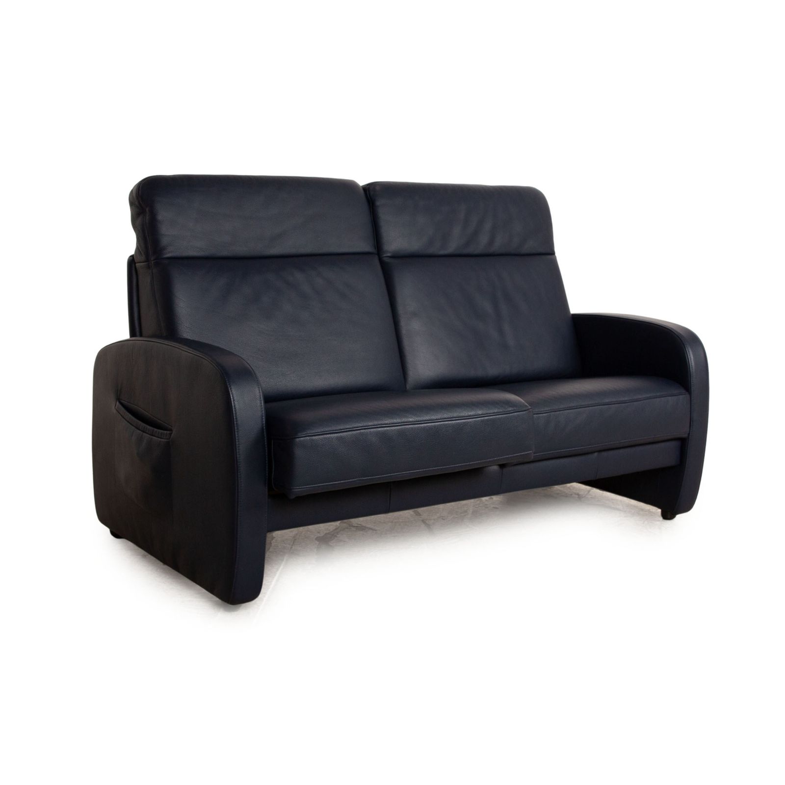 Musterring Leather Three Seater Blue Black Sofa Manual Function photo for sale