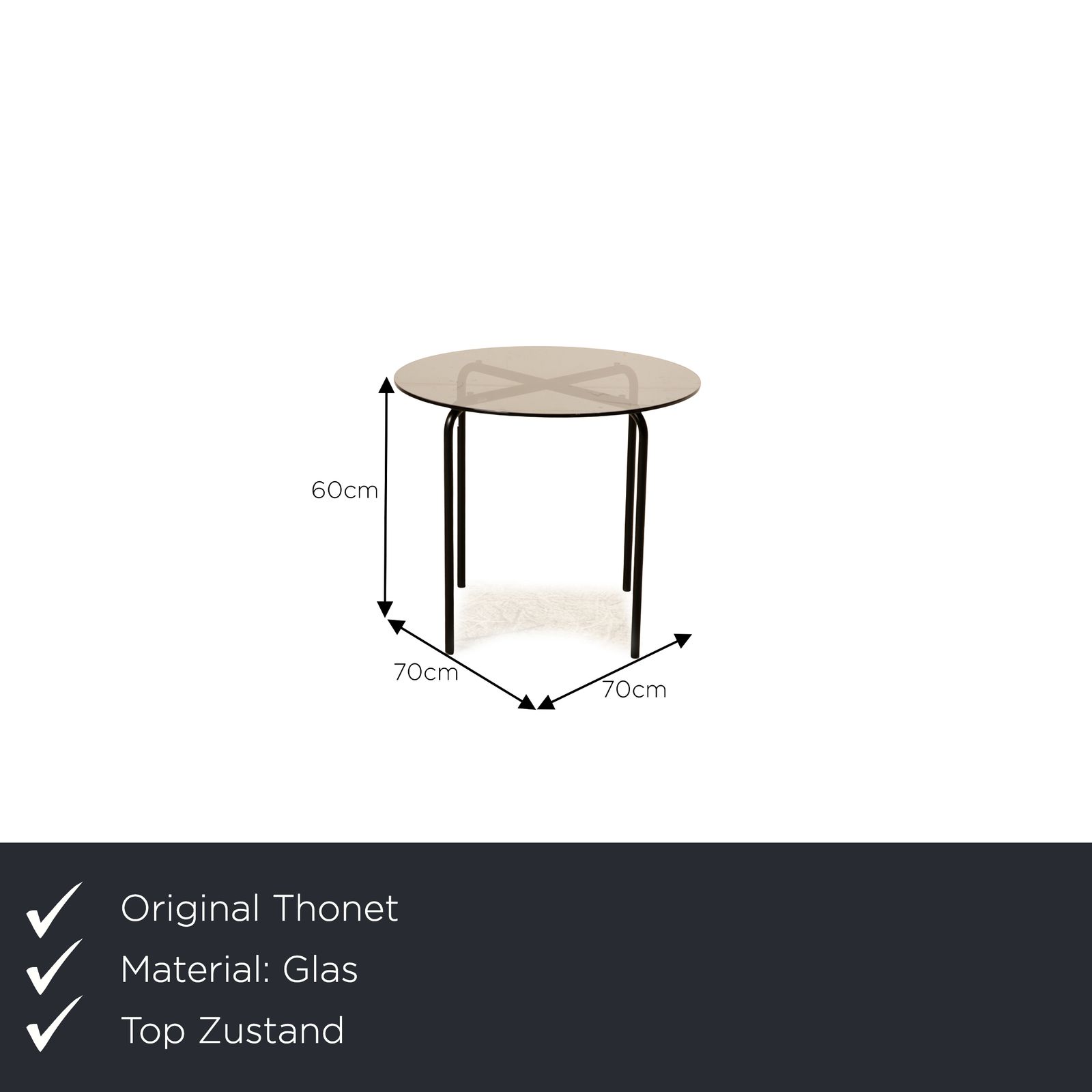 Thonet Glazen Salontafel Zwart 70 x 70 x 60 cm photo furniture
