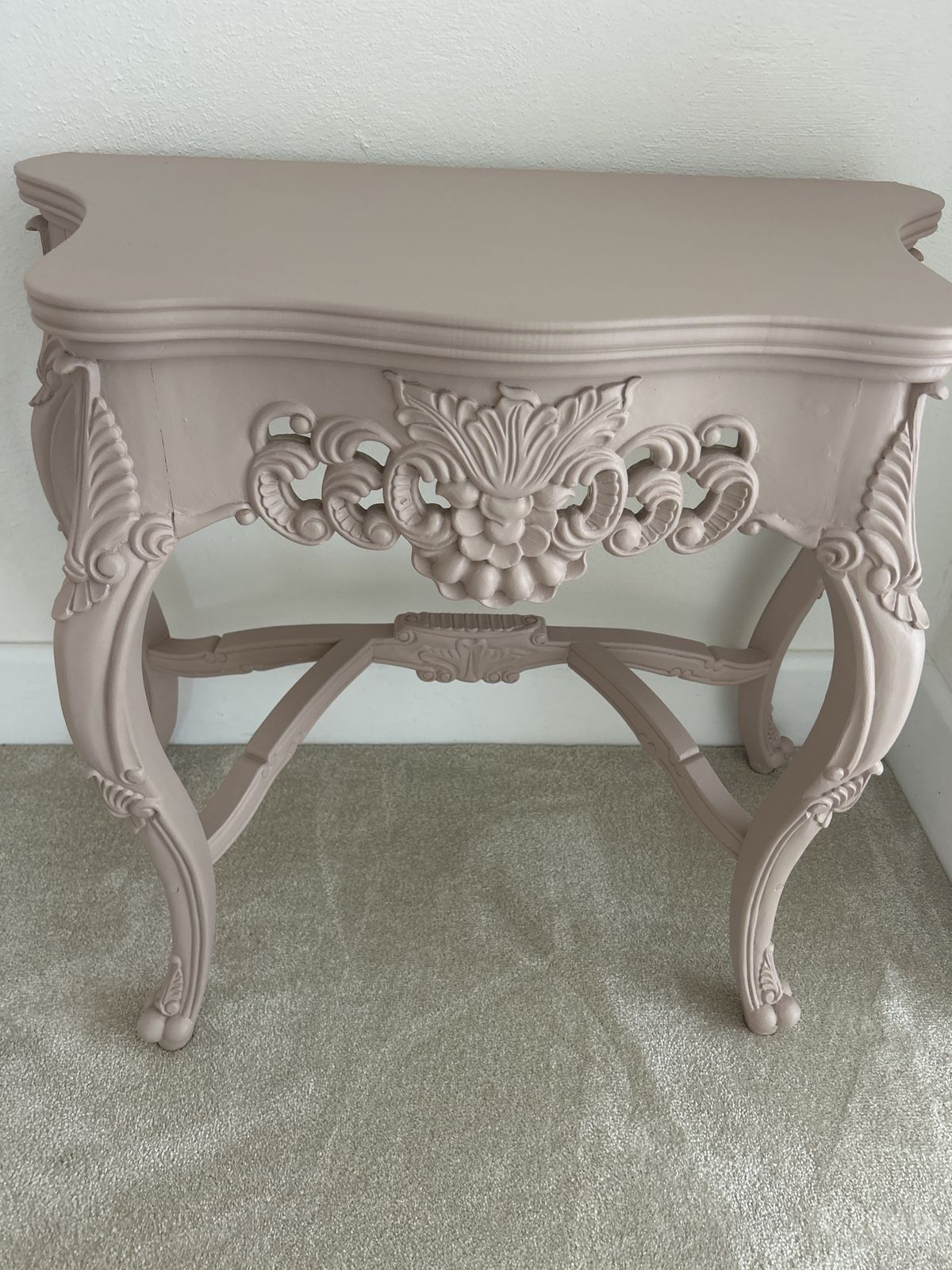 Vintage French Rococo Style Carved Demi Lune Table