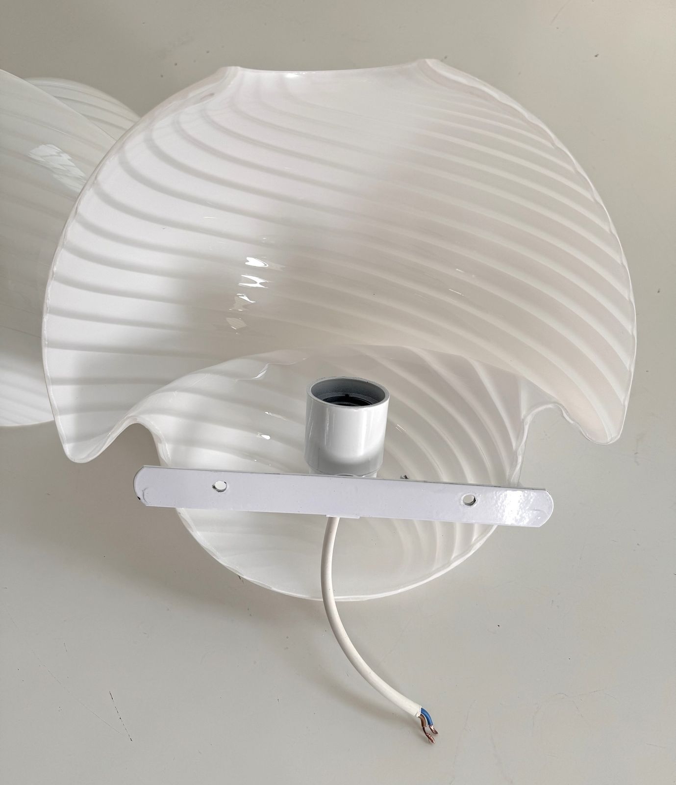 Italian Designer  Murano Swirl Glass Mushroom Wall Sconces, 1970s photo buy