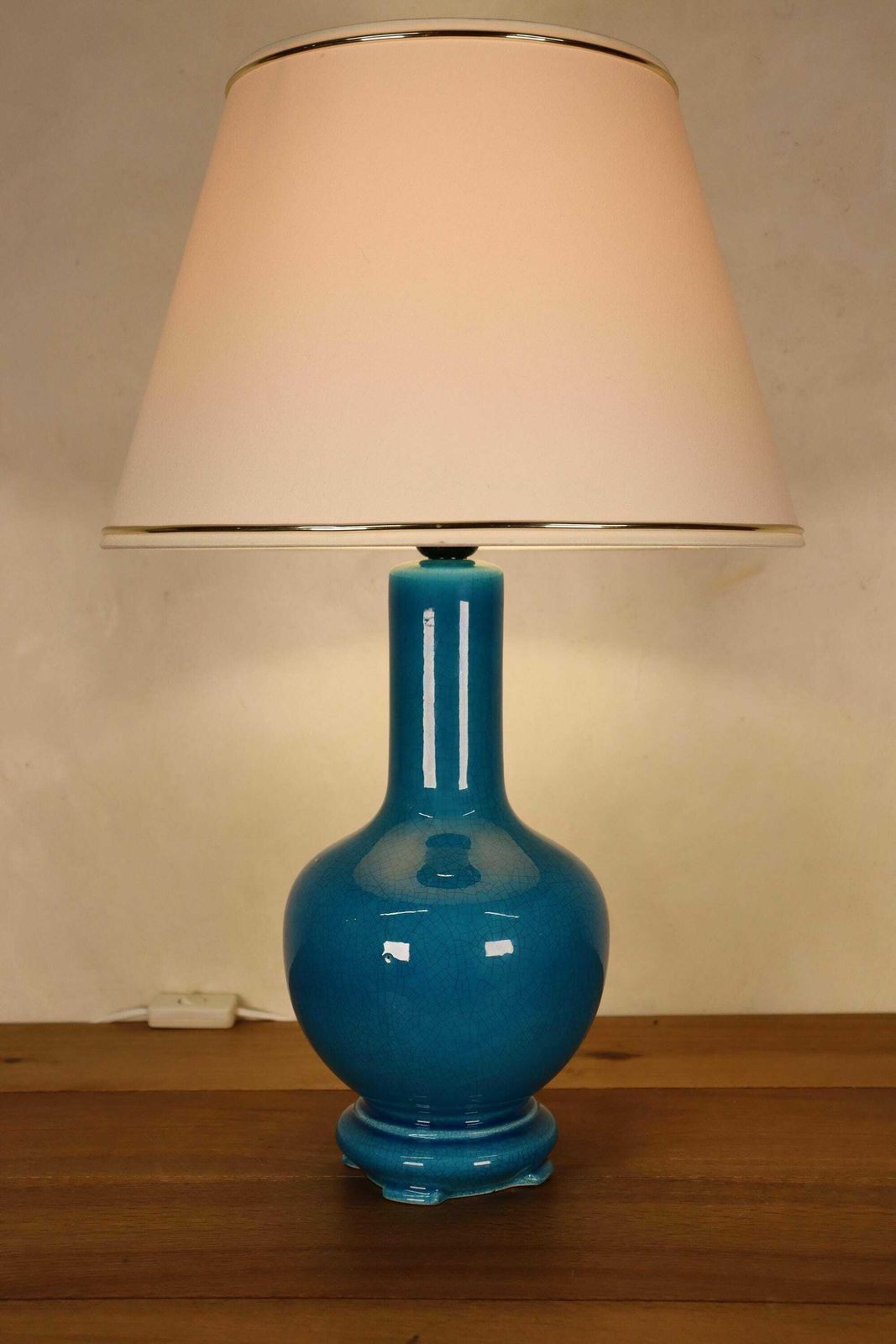 Vintage Chinese Asian Porcelain Turquoise Blue Balluster Vase Hollywood Regency (St.196) photo furniture