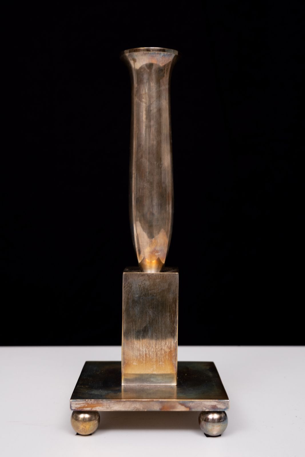 Modernistische Verzilverde Bronzen Kandelaars, Begin 20e Eeuw photo vinterior
