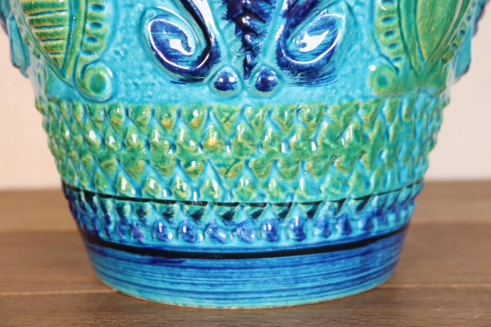 German Xl Midcentury Glazed Blue And Green Ceramic Vessel Vase, W   Germany Bay (St.197) photo for sale
