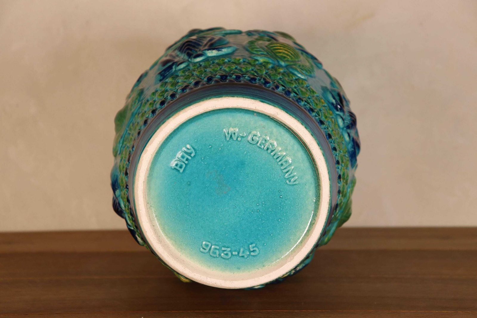 photo for sale German Xl Midcentury Glazed Blue And Green Ceramic Vessel Vase, W   Germany Bay (St.197)