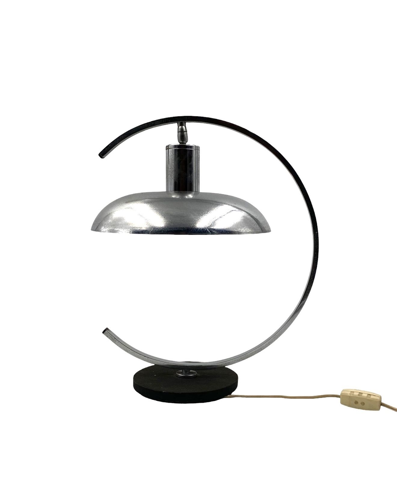 Mid Century Modern Chromed Table Lamp, In The Manner Of Mariano Fortuny Italy, 1970s