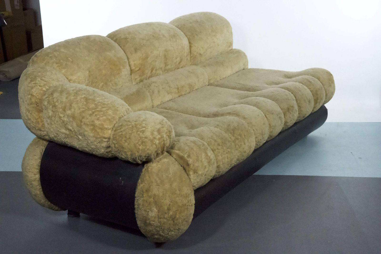 Space Age Three Seater Sofa By Adriano Piazzesi In Teddy Bear & Leatherette, 1970s Italy photo buy