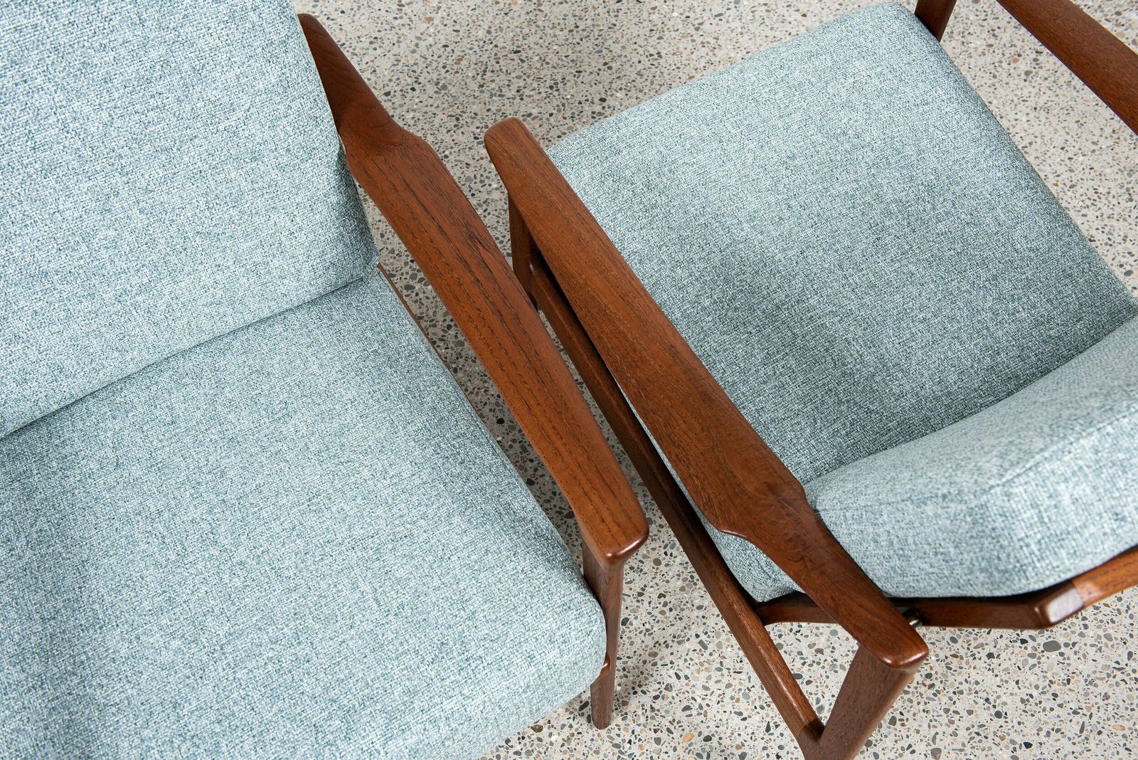 photo for sale Midcentury Danish Sofa Set In Teak By Ib Kofod Larsen   With New Fabric