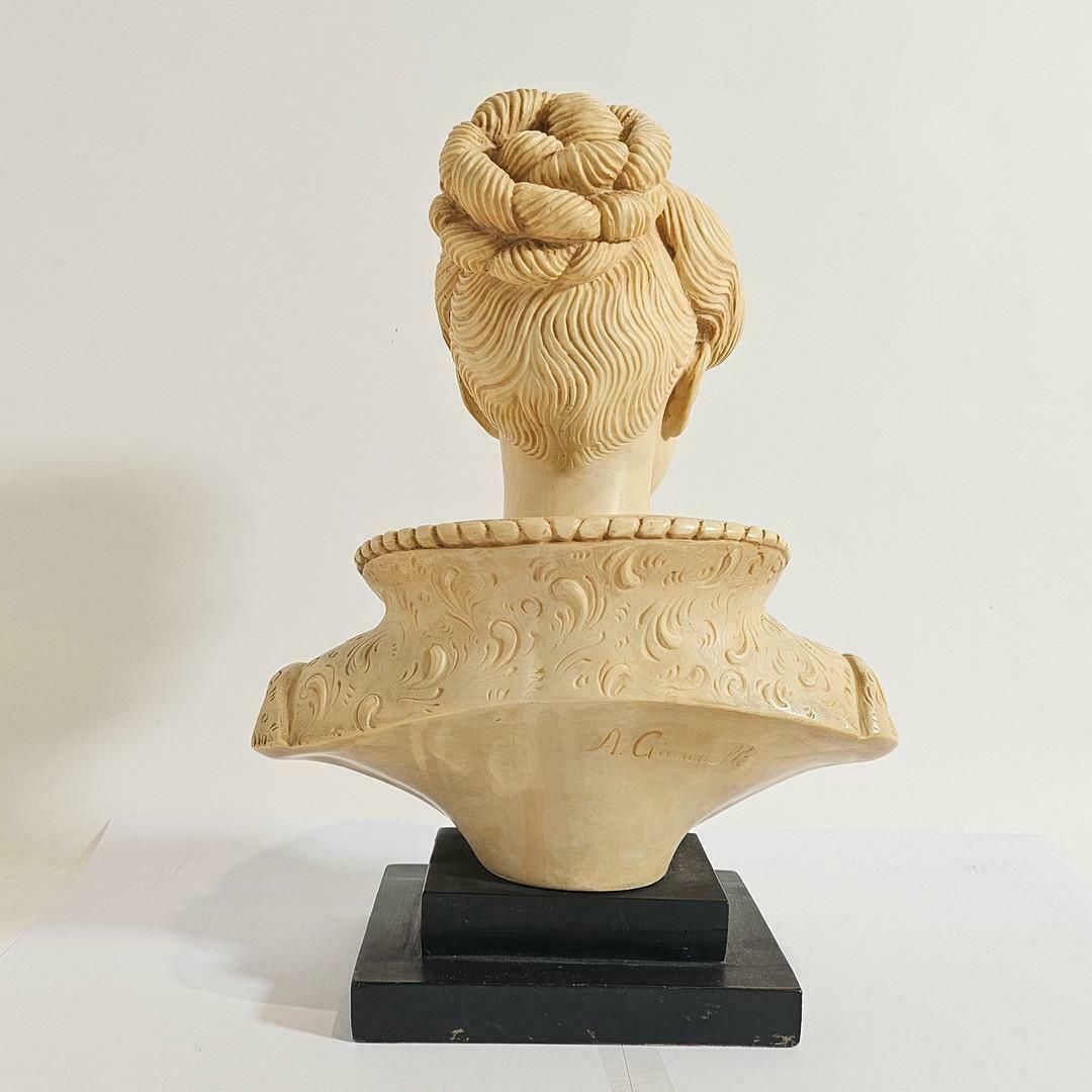 Antique Bust Of A Castilian Woman In Marbled Resin By A.Giannelli 1940 photo for sale
