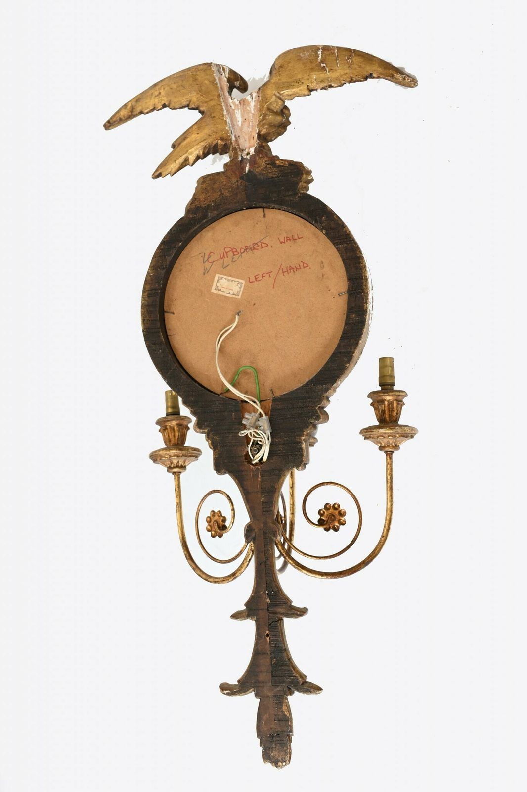 Pair Gilt Neo Classical Mirror Girandoles Eagle photo vintage