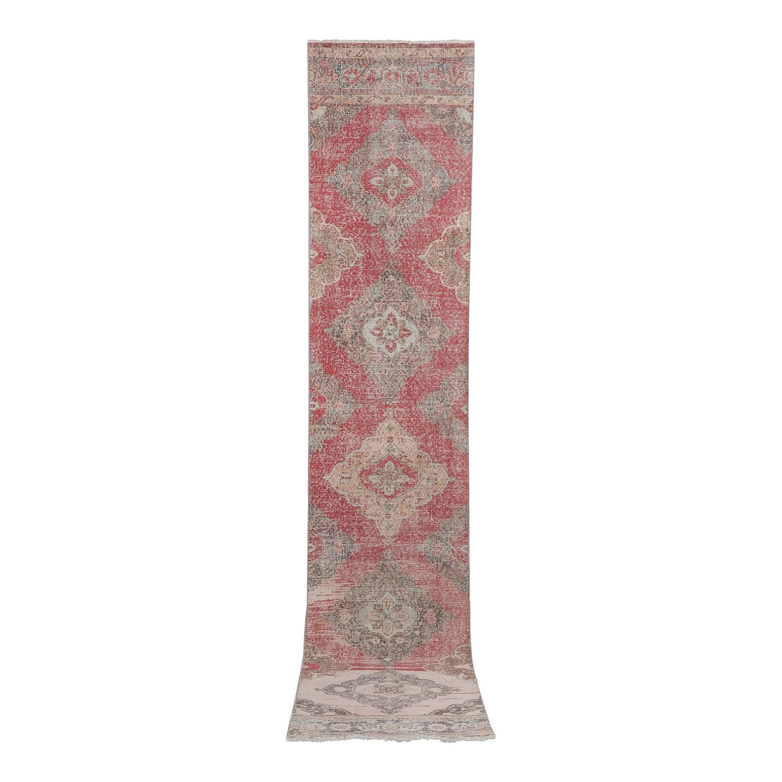 1960s Traditional Turkish Hand Knotted Vintage Long Runner Rug   Stair Carpet 2'8'' X 13'3''
