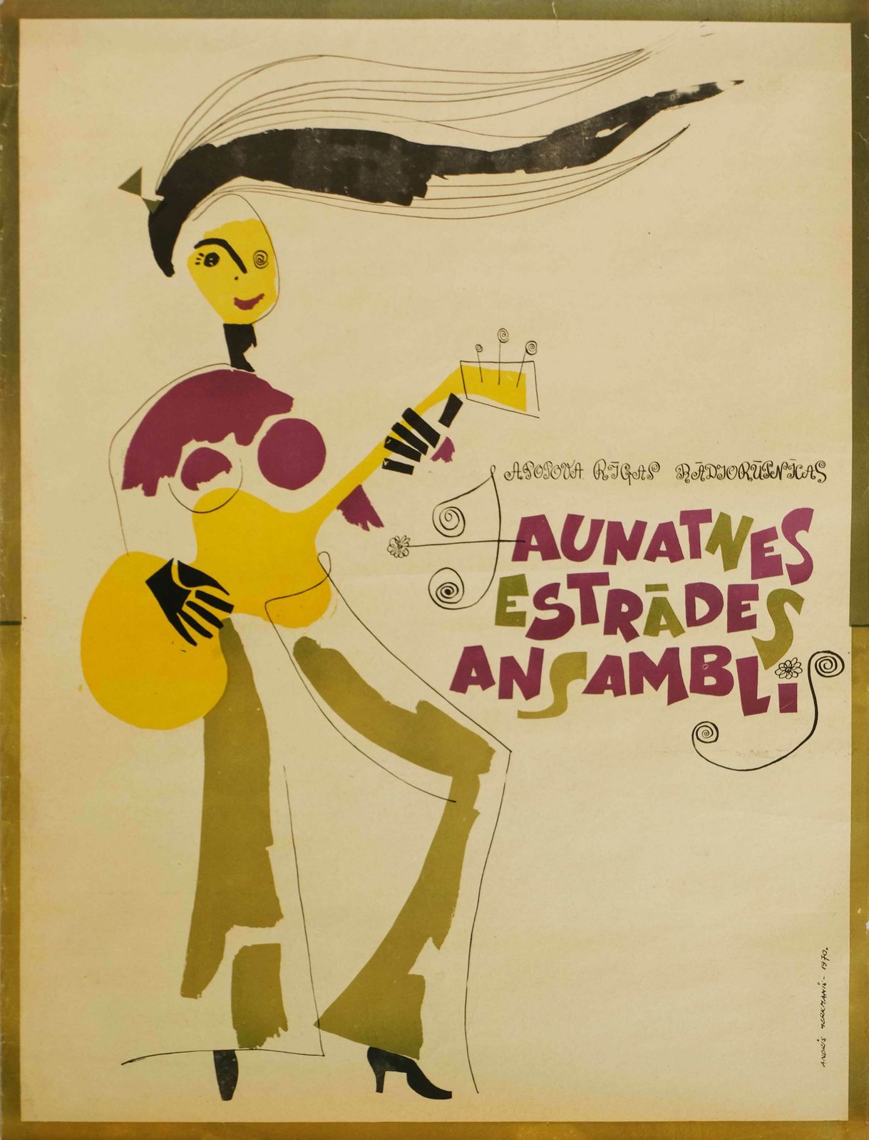 Youth Pop Ensemble   Riga Radio   Original Soviet Lithuanian Poster | 1970