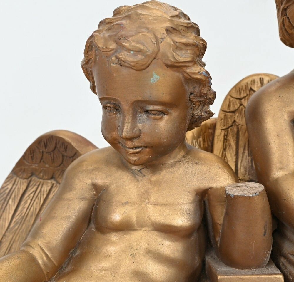 Carved Italian Cherub Trio Cupid Statue Grand Tour 1880 photo for sale