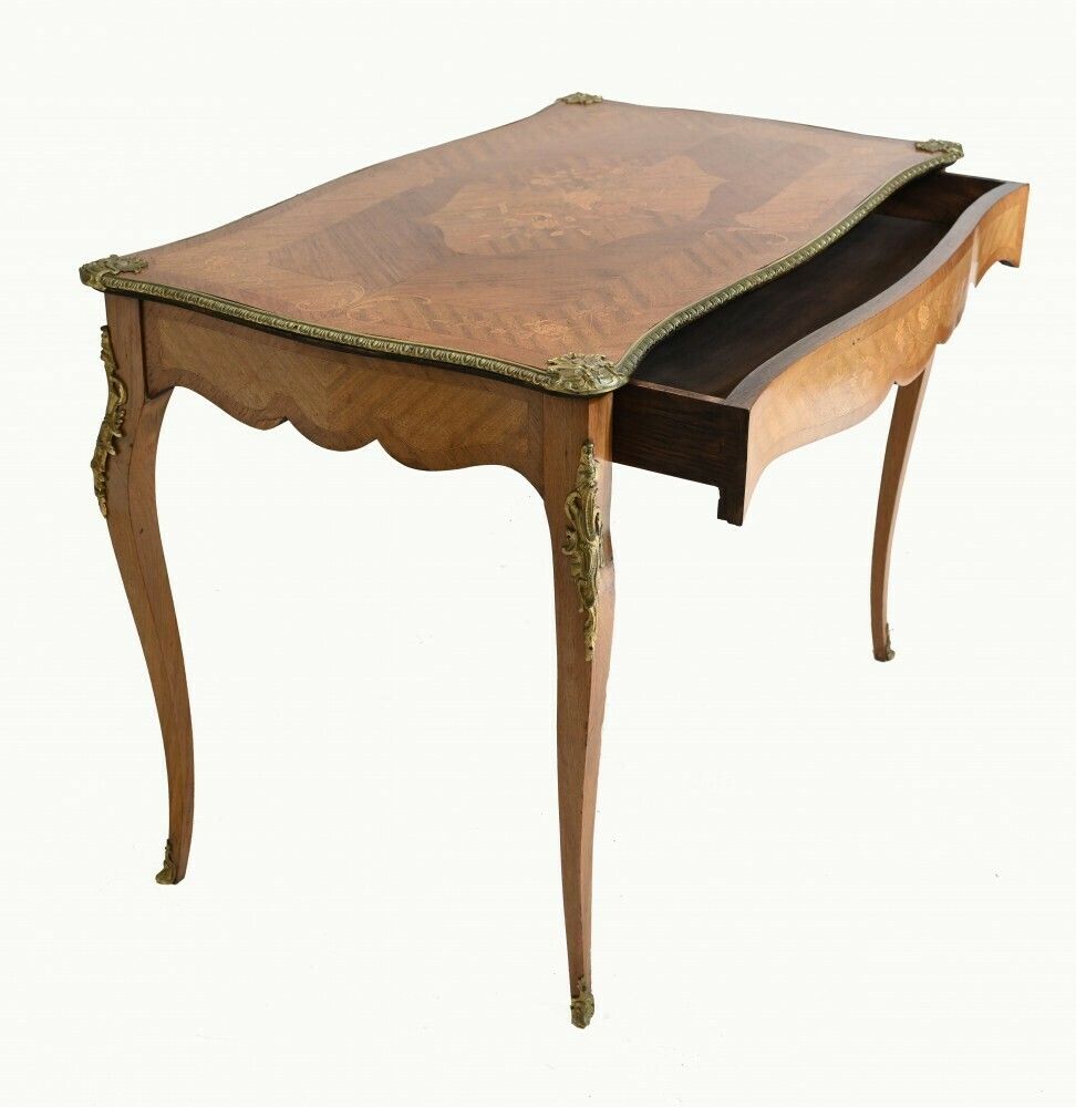 French Bureau Plat Desk Ladies Writing Table photo vintage