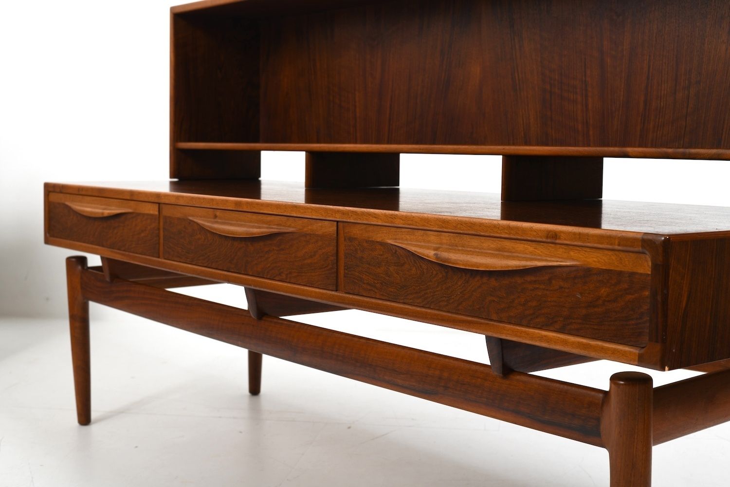 Kurt østervig Low Walnut Sideboard With Bookcase Top 1950s photo Furniture