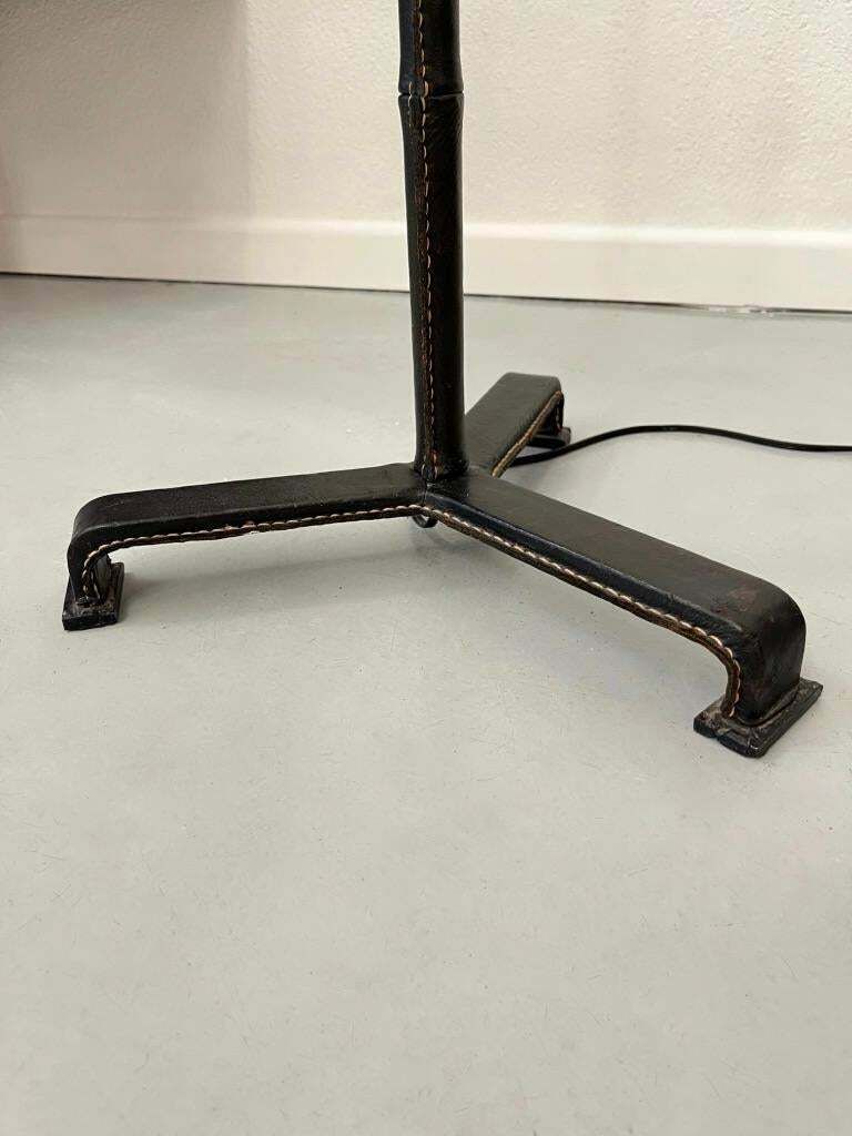 Leather Wrapped Tripod Standing Lamp By Jacques Adnet, France Circa 1950 photo for sale