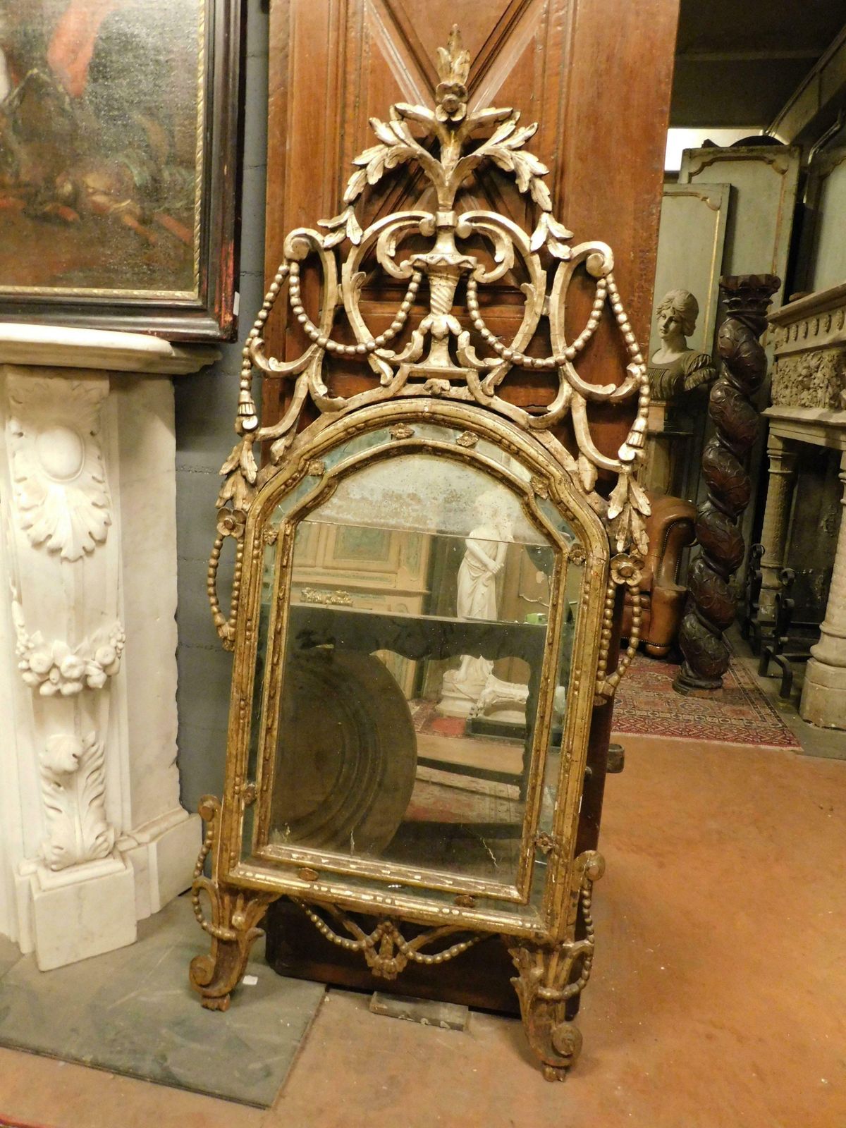 Set Of 2 Fireplace Mirrors, Similar In Gilded Wood And Richly Carved, Italy photo furniture