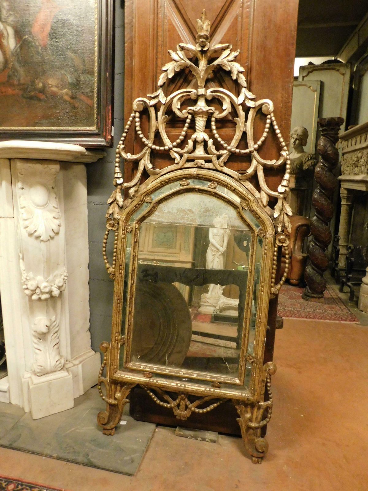 Set Of 2 Fireplace Mirrors, Similar In Gilded Wood And Richly Carved, Italy photo for sale