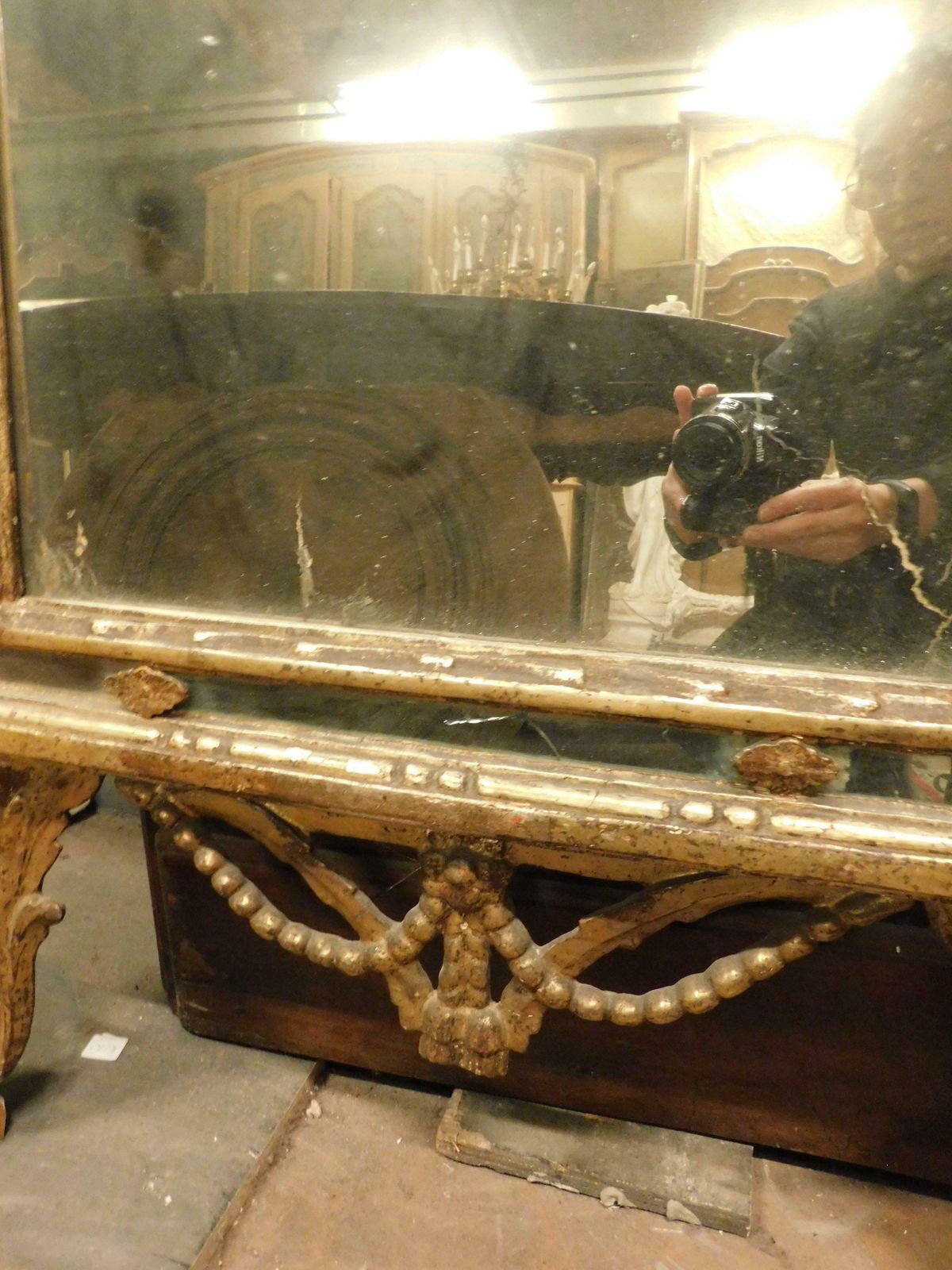 Set Of 2 Fireplace Mirrors, Similar In Gilded Wood And Richly Carved, Italy photo vintage