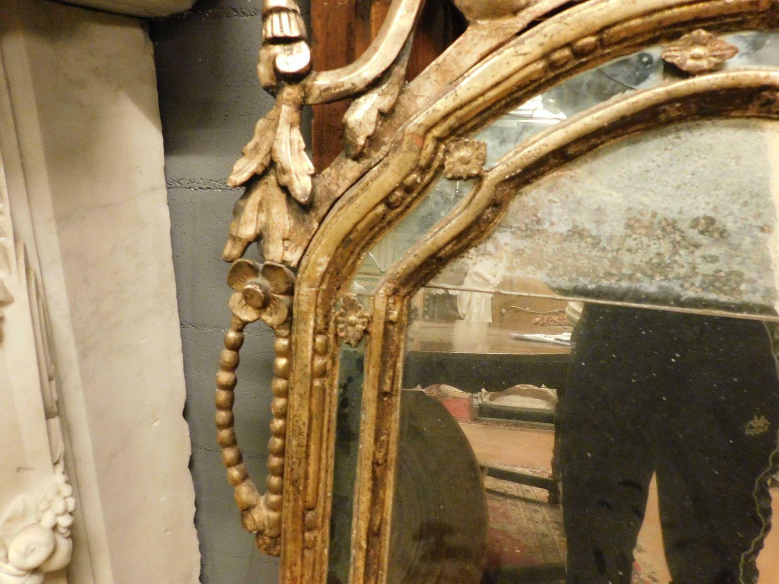 Home Decor Set Of 2 Fireplace Mirrors, Similar In Gilded Wood And Richly Carved, Italy photo