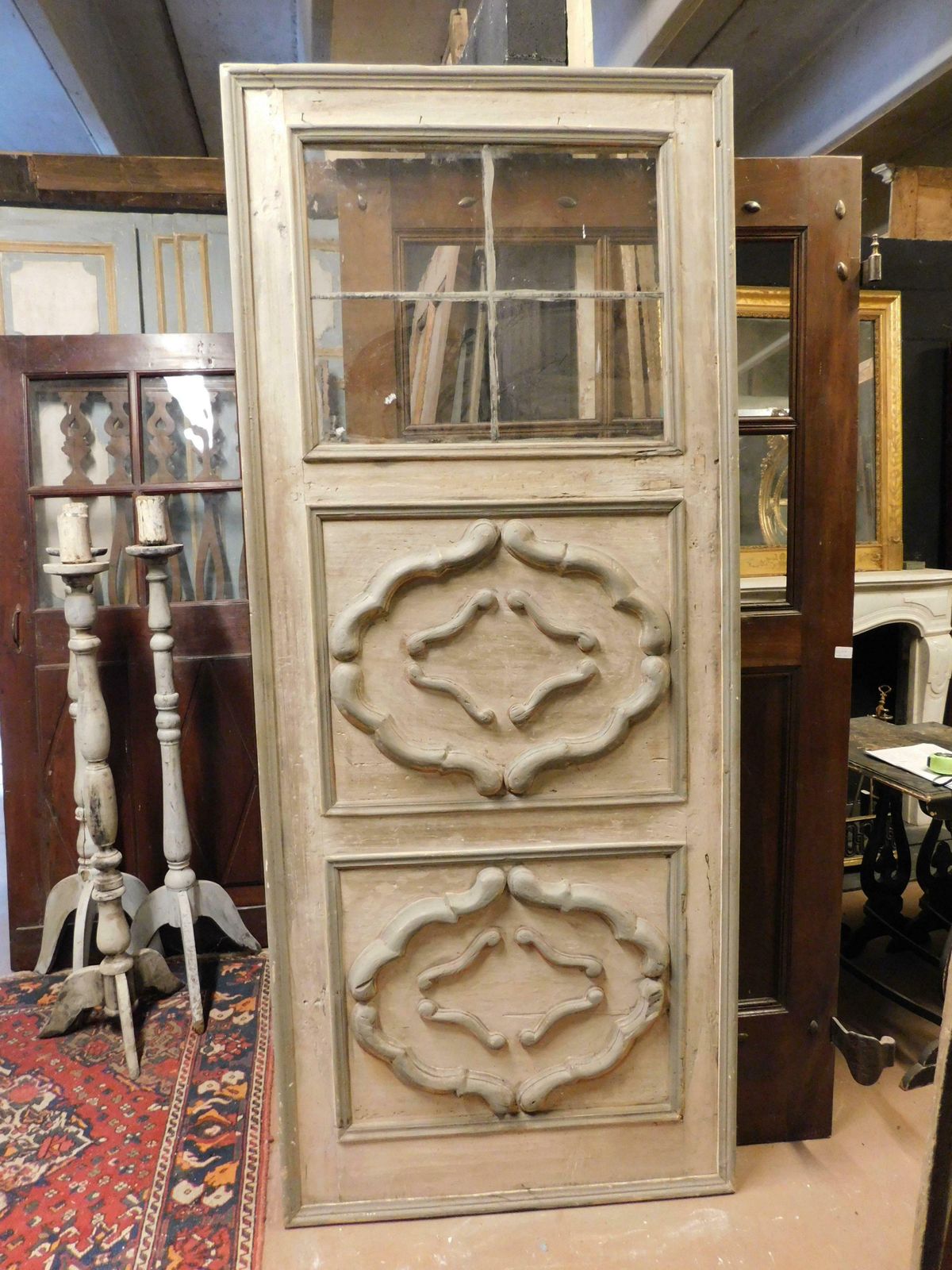 Interior Door With Decorated Panels And Glass, Italy photo furniture