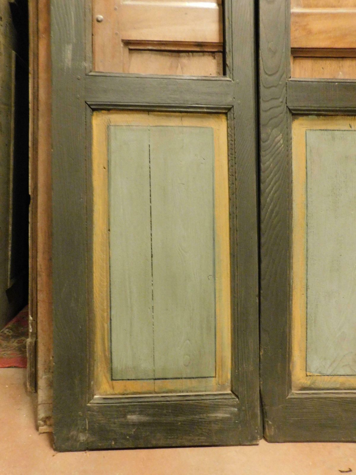 Old Lacquered Glass Door, Two Leaves, Italy photo vinterior