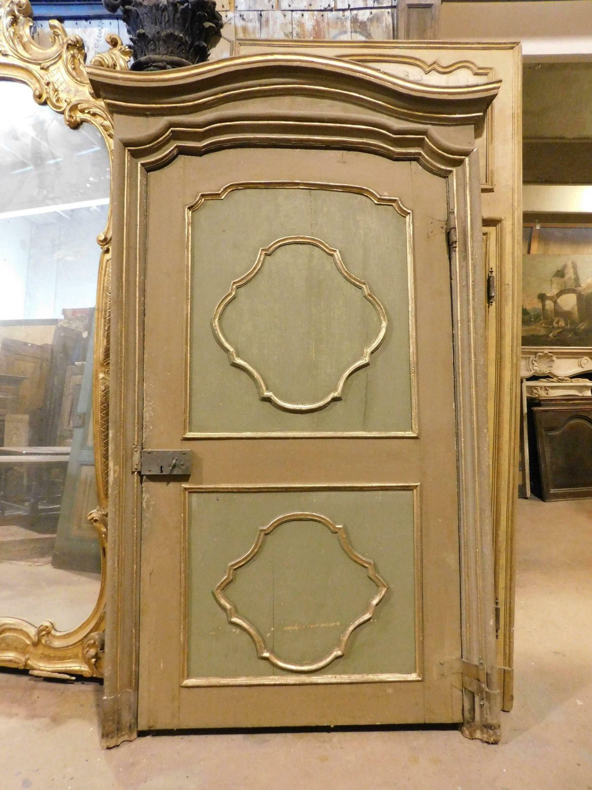 Interior Old Door Lacquered And Gilded, With One Leaf With Original Frame, Italy photo for sale
