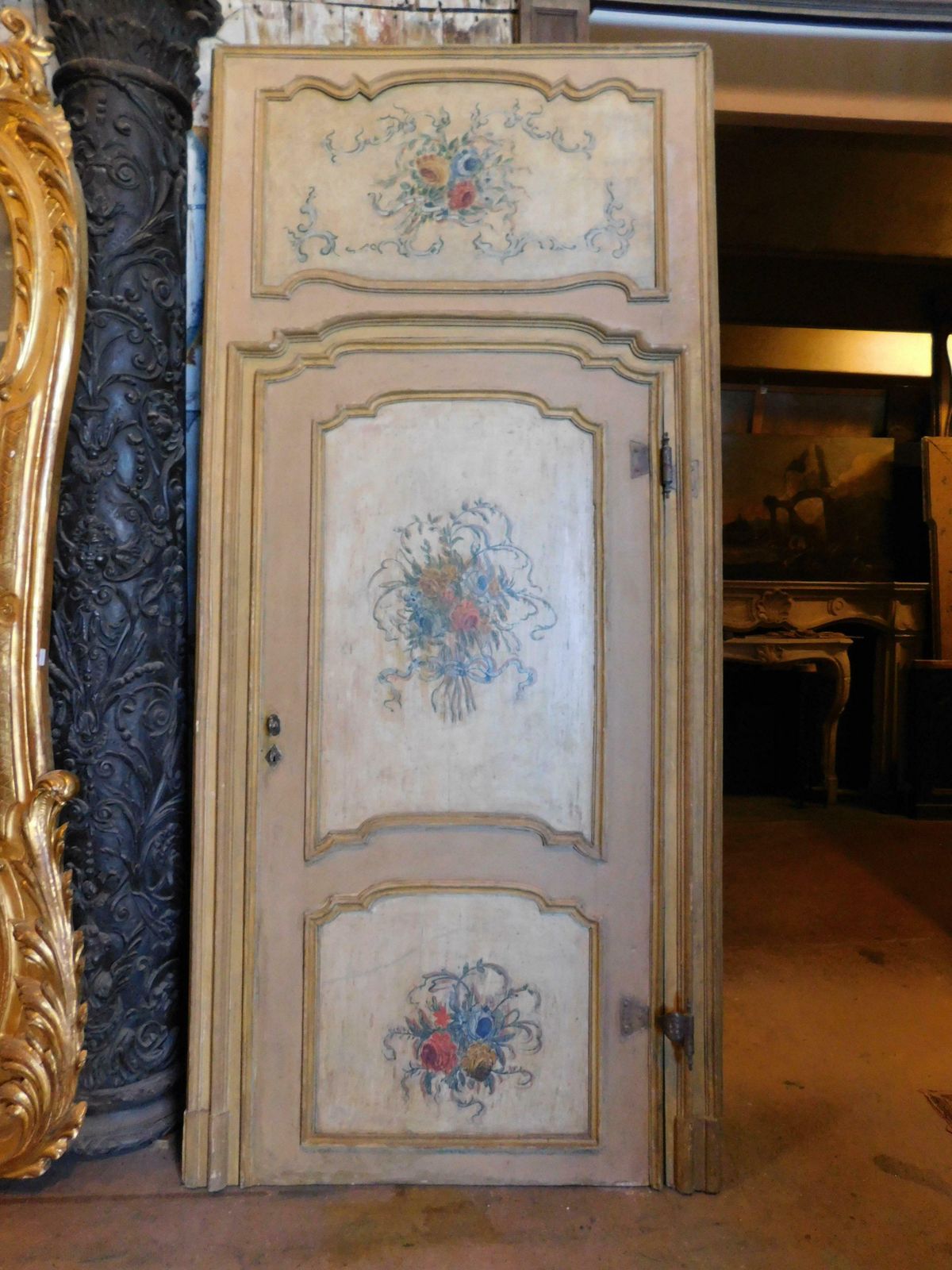N.2 Double Sided Lacquered Doors With Original Frame And Overdoor, Genoa Italy photo furniture