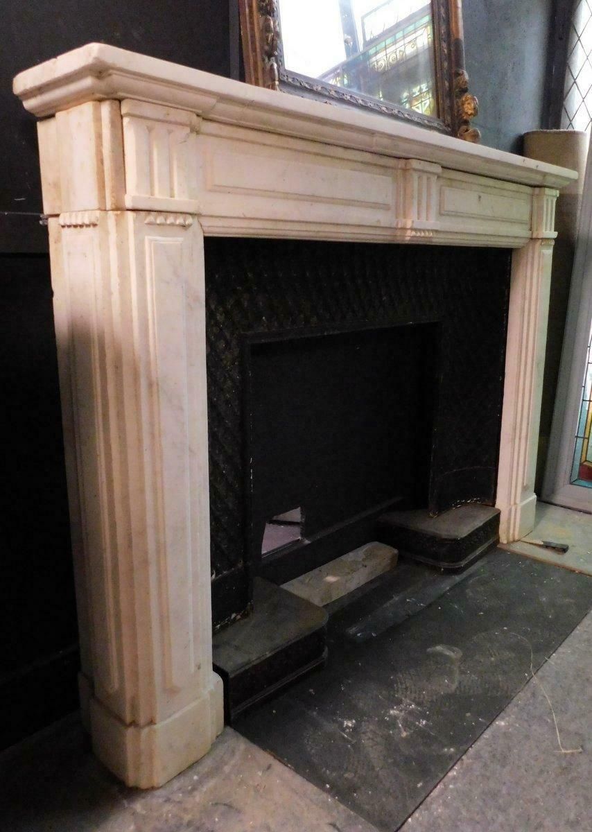Fireplace Mantle In White Carrara Marble With Gray Veins, Italy photo buy
