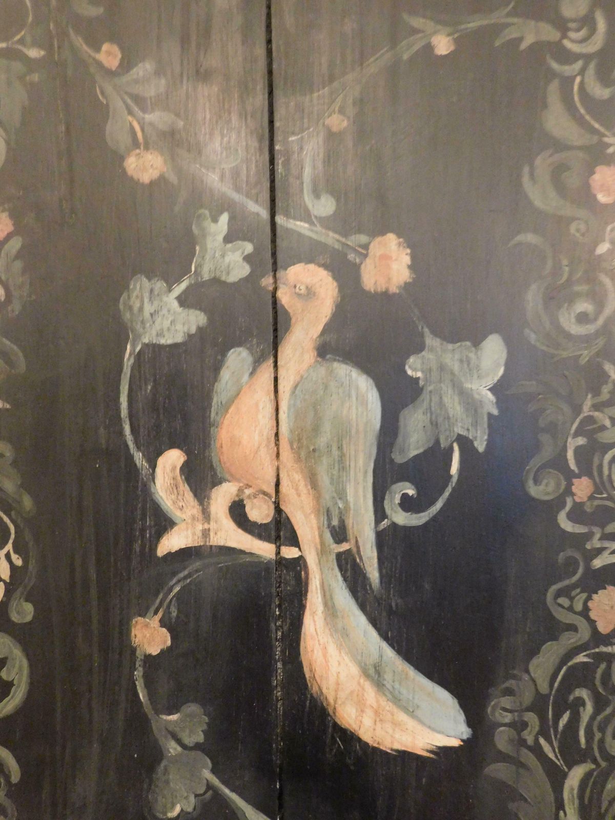 Single Leaf Door Lacquered And Painted With Floral Decorations And A Bird, Italy photo 3408.0