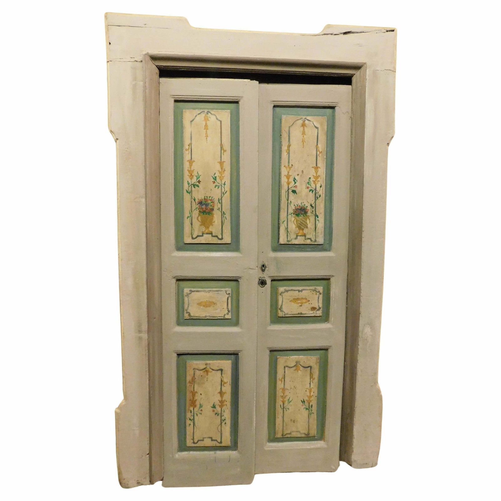 Old Small Double Door, Painted With Frame, Italy