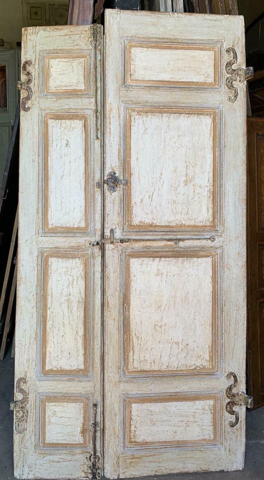 Door In Lacquered And Richly Painted Wood, Gilded In The Details, Florence photo for sale