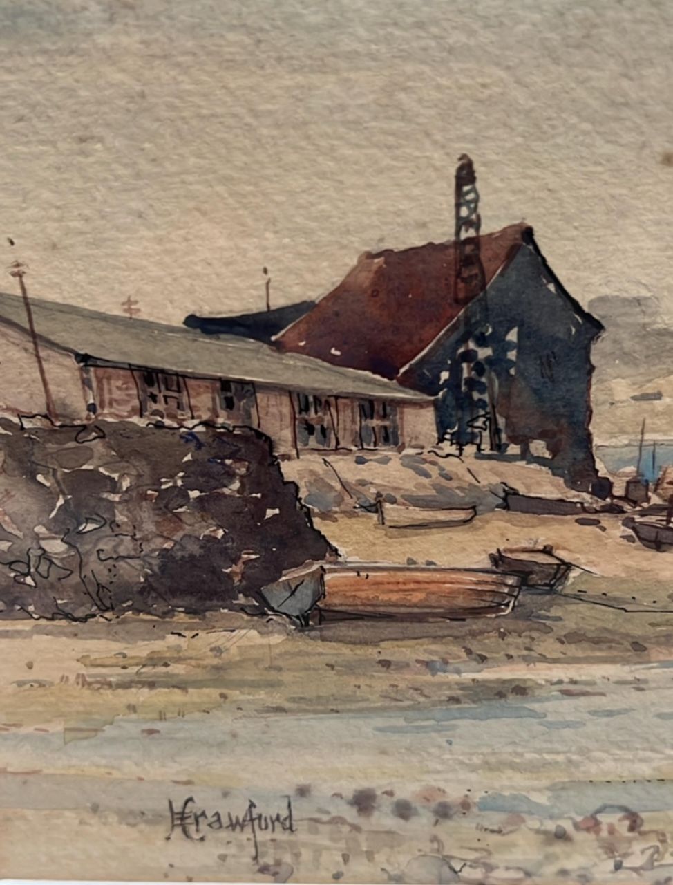 Eileen Crawford, 'Aground At Low Water', A Watercolour Of Exmouth Estuary photo furniture