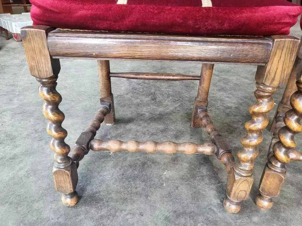 photo furniture 4 Vintage 20thc Oak Barley Twist Bergere Dining Chairs Padded
