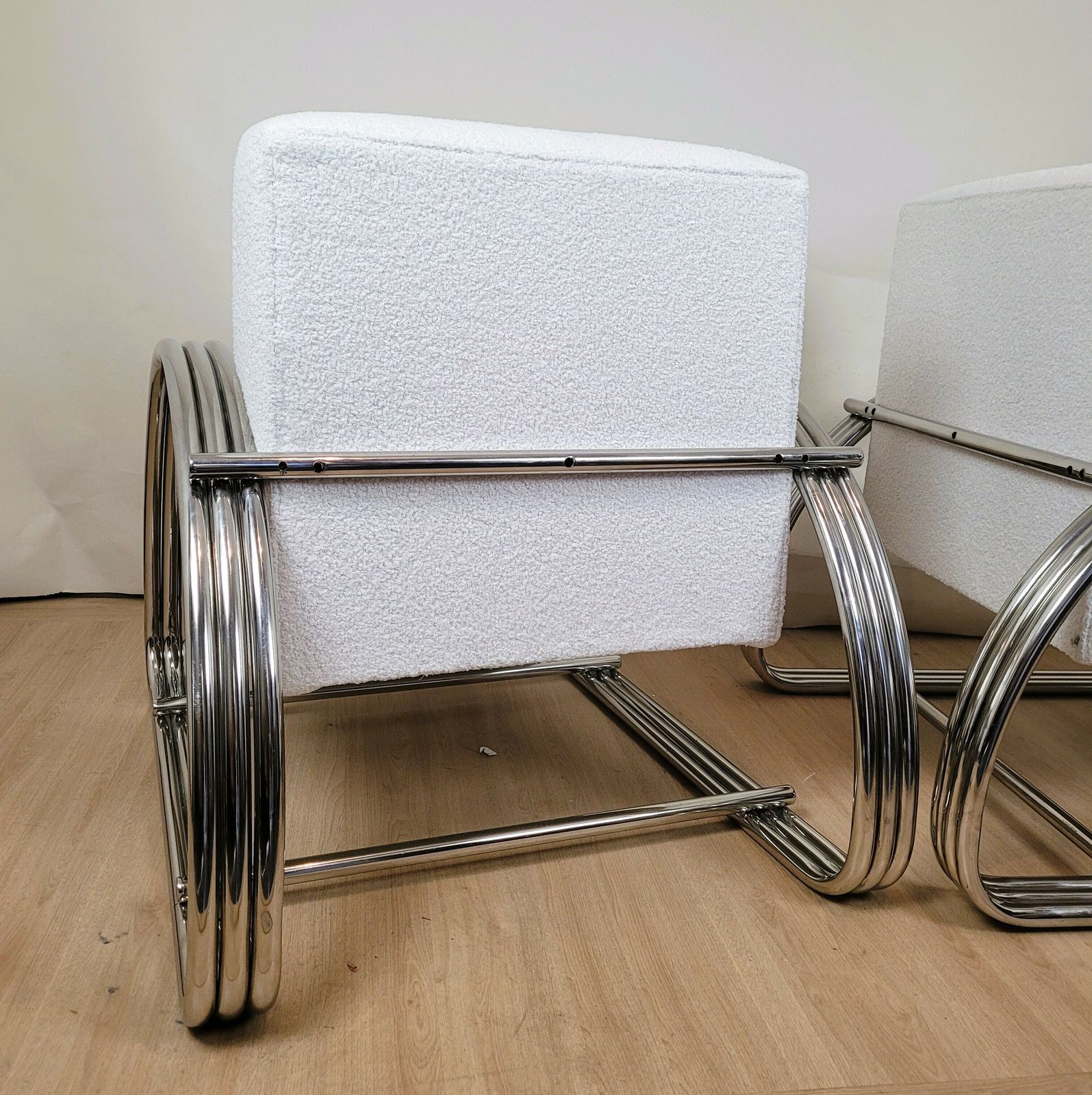 Ralph Lauren, Pair Of Large Chrome Armchairs, 20th Century photo 2800.0
